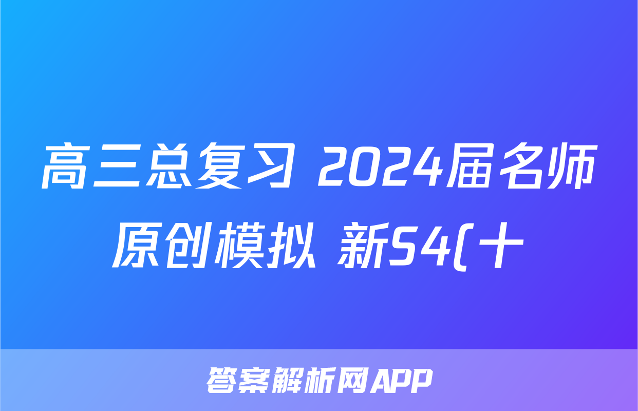 高三总复习 2024届名师原创模拟 新S4(十)10数学答案